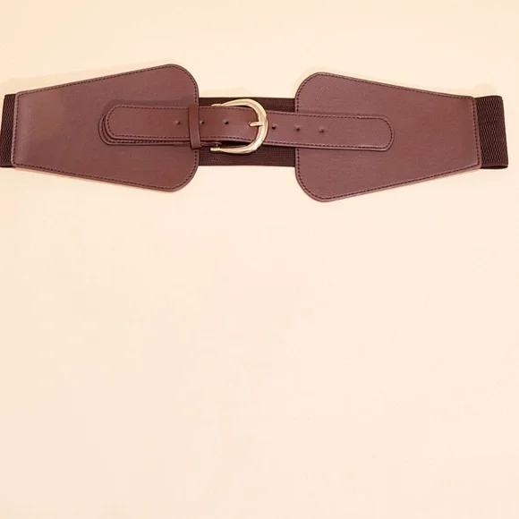 Plus ASHLEY STEWART Brown Faux Leather Stretch Waist Belt 2X - Picture 2 of 4